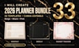 create 2026 planner bundle 33 templates canva editable beige black pink a4