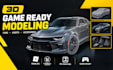create game ready 3d car model for roblox, unreal and unity, and do 3d props