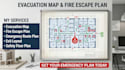 design evacuation map, fire escape plan, emergency route plan, exit layout