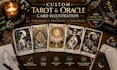 design complete tarot deck with custom card illustration and packaging