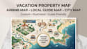 design vacation property map, airbnb illustration, local guide map, city map