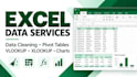 clean excel data, create pivot tables, vlookup and xlookup