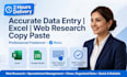 do accurate data entry, excel, web research and copy paste work in 2 hours