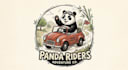 design panda ride car hand drawing mascot logo