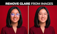 remove glare from glasses and retouch headshot photos