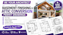 design basement finishing and attic conversion permit drawings