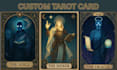 design custom tarot card deck, oracle cards layout, guidebook, and box packaging