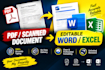 convert scanned pages into editable word and excel files