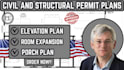 do elevation plan, room expansion, adu conversion, porch plan in tx,ny, michigan