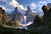 detailed sci fi fantasy landscape, background illustration