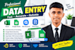 do professional data entry,  web research