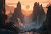 create stunning fantasy landscape, background illustration