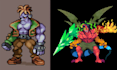 custom pixel art monster, pixel creature, rpg character, fakemon spritesheet