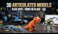 create custom 3d articulated model, flexi toy dragon bjd design for 3d printing