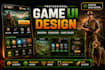 design creative game UI, menus, buttons, icons