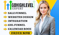 setup gohighlevel crm sales funnel workflow website booking calendar integration