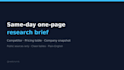 write a same day one page competitor or pricing research brief