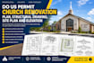 do US permit church renovation plan, structural drawing, site plan and elevation