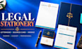 design law firm letterhead, business card, legal stationery and invoice design