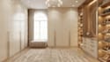create walk in closet, wardrobe, dressing room interior ikea pax with 3d render