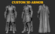 create 3d fantasy armor, cosplay armor, character models, helmet 3d printing stl