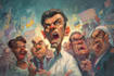 create satirical political cartoon illustrations