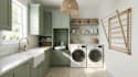 create indoor laundry room, bathroom, toilet interior design and 3d rendering