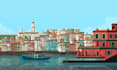 create pixel art background scene landscape game environment game art