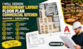 design restaurant layout floor plan commercial kitchen autocad cad drafting