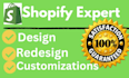 design, redesign and customize a professional shopify store