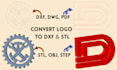 convert your logo into dxf, dwg, stl, step or obj file