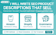 write seo optimized product descriptions for amazon and shopify store