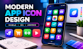 design modern app icon logo and mobile app icon