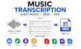 transcribe audio into sheet music midi PDF for piano guitar vocal and songs