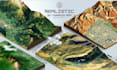 realsitic 3d terrain map, topography relief surface map, 3d stl terrain model