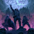 create a dark and powerful metal band poster illustration