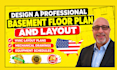 design a professional basement floor plan and layout