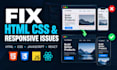 fix HTML CSS bugs and responsive website issues