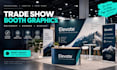 design tradeshow booth, exhibition backdrop, banner and booth graphics