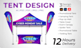 design unique canopy tent, feather flag, backdrop banner