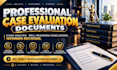 prepare a professional case evaluation document for your lawsuit