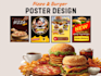create attractive burger poster and  pizza poster