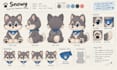illustrate plushie reference sheet, plush toy design, animals character design