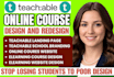 design teachable landing page, online course elearning website, teachable school