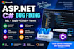 fix aspnet web application and sql database issues