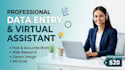 do professional data entry, web research and canva design