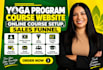 build yoga program course website, online course setup, lead generation