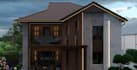 buildup 3d modern duplex house,two story layout,facade cladding,balcony render