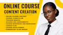 create online course content, elearning, course curriculum and course quizzes
