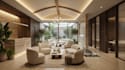 create a luxury spa design with elegant interior layout and 3d